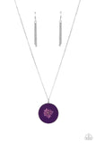 Paparazzi " Prairie Picnic " Silver Metal & Flower in Purple Acrylic Pendant Necklace Set