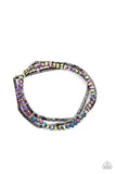 "Just a Spritz" Multi Color Oil Spill Rainbow & Hematite Set of 3 Stretch Bracelets