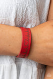 " Haute Heartbeat " Red LEATHER Inspirational HEARTBEAT Snap Bracelet