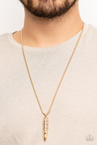 "Mysterious Marksman" Unisex Men's Gold BULLET With Tribal Motif Necklace