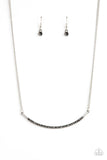 "Collar Poppin' Sparkle" Silver Metal & Hematite Rhinestone Bar Necklace Set