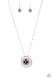 "Make Me a Medallionaire" Silver Metal Disc & Purple Rhinestone Necklace Set