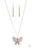 "Butterfly Boutique" Silver Metal & Long Chain Butterfly Pendant Necklace Set