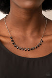 "Cue the Mic Drop" Black Metal & Black Rhinestone Necklace Set