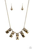 "Celestial Royal" Brass Metal & Golden Topaz/ Aurum Rhinestone Necklace Set