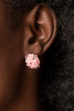 "Bunches of Bubbly" Silver Metal & Pearly Pink Seed Bead Cluster Post Earrings