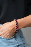 "Twinkling Tease" Silver Metal & Ruby Red Rhinestone Stretch Bracelet