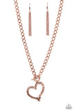 "Re-imagined Romance" Copper Metal Textured Open Heart Toggle Necklace Set