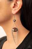 "Ethereally Extravagant" Silver Metal & Purple Iridescent Chain Chandelier Earrings