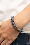 Paparazzi " Glaze Craze " Blue & Brown Glazed Ceramic Cubes Stretch Bracelet