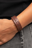 " Haute Heartbeat " Brown Tan LEATHER Inspirational HEARTBEAT Snap Bracelet