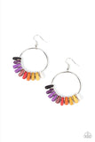 "Earthy Ensemble" Silver Wired Multicolored Turquoise Crackle Hoop Earrings