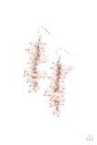 "The Rumors Are True" Silver Metal & Pink Pear Cluster Drop Dangle Earrings