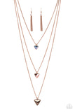 "Follow the Luster" Copper Metal & Multi Color/Chain Triangle Gem Necklace Set