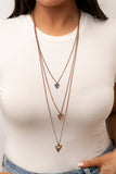 "Follow the Luster" Copper Metal & Multi Color/Chain Triangle Gem Necklace Set