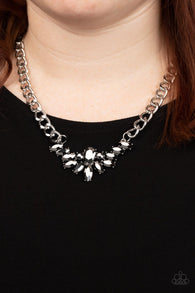 "Reimagined Romance" Chunky Silver Metal & Hematite Rhinestone Necklace Set