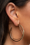 "Love Goes Around" Gold Metal Heart in a Hoop Earrings