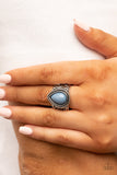 Paparazzi " Maritime Mirage " Silver Metal & Teardrop Blue Stone Elastic Back Ring