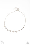 "Dainty Desire" Silver Metal & With Textured Heart Choker Necklace Set