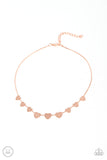 "Dainty Desire" Copper Metal & With Textured Heart Choker Necklace Set