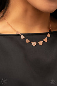 "Dainty Desire" Copper Metal & With Textured Heart Choker Necklace Set