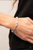 "Following My Heart" Silver Metal & Pink Bead Heart "Love" Toggle Bracelet