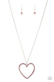 "Va Va Valentine" Silver Metal & Large Open Pink Rhinestone Heart Necklace Set