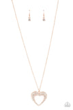 "Cupid Charisma" Copper Metal White/Clear Rhinestone Open Heart Necklace Set