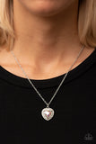 "Taken With Twinkle" Silver Metal Heart Cut Rainbow Iridescent Necklace Set