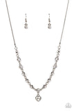 "True Love Trinket" Silver Metal & White/Clear Rhinestone Heart Charm Necklace Set