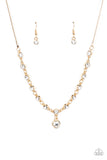 "True Love Trinket" Gold Metal & White/Clear Rhinestone Heart Charm Necklace Set