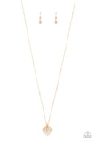 "Letter of Love" Gold Metal & White Rhinestone "I Heart U" Charm Necklace