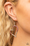 "Tenderhearted Twinkle" Silver Metal & Red Rhinestone Heart Hoop Earrings