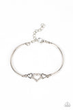 "Cupid's Confessions" Silver Metal & White Rhinestone Triple Heart Bracelet