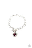 "Til Dazzle Do Us Part" Silver Metal Pink Rhinestone Halo Toggle Clasp Bracelet