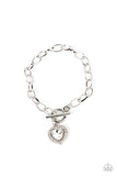 "Til Dazzle Do Us Part" Silver Metal White Rhinestone Halo Toggle Clasp Bracelet