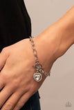 "Til Dazzle Do Us Part" Silver Metal White Rhinestone Halo Toggle Clasp Bracelet