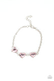 "Little Heartbreaker" Silver Metal & Pink Rhinestone Triple Heart Clasp bracelet