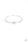 "Party Crashing Couture" Silver Metal & White Rhinestone Bangle Bracelet