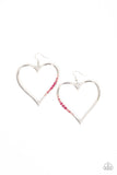 "Bewitched Kiss" Silver Metal Multi Color Rhinestone Heart Hoop Dangle Earrings