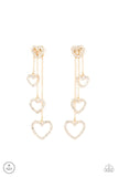 Paparazzi " Falling in love " Gold Metal & Multi White Rhinestone Heart Ear Jacket Earrings