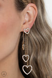 Paparazzi " Falling in love " Gold Metal & Multi White Rhinestone Heart Ear Jacket Earrings