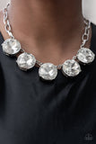 "Limelight Luxury" Silver Metal & Multi Large White Rhinestone Necklace Set