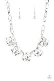 "Limelight Luxury" Silver Metal & Multi Large White Rhinestone Necklace Set