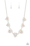 "Extragalactic Extravagance" Silver Metal & Multi Iridescent Rhinestone Necklace Set