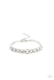 "Lusty Luster" Silver Metal & White/Clear Rhinestone Multi Heart Bar Bracelet