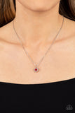 "A Little Lovestruck" Silver Metal & Red/White Solitaire Halo Heart Necklace Set