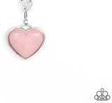 "Everlasting Endearment" Silver Metal & Pink Stone Heart Necklace Set