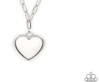 "Everlasting Endearment" Silver Metal & White Stone Heart Necklace Set