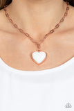 "Everlasting Endearment" Copper Metal & White Stone Heart Necklace Set